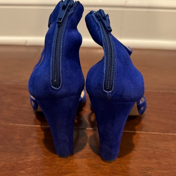 J. Crew Royal electric Blue suede like  Strappy Heels women’s size 9 - Picture 5 of 10